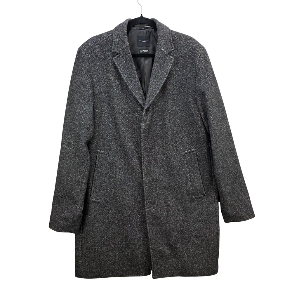 SELECTED HOMME Men's Slhrainar Wool Blend Coat Peacoat Black‎ Grey Overcoat XL